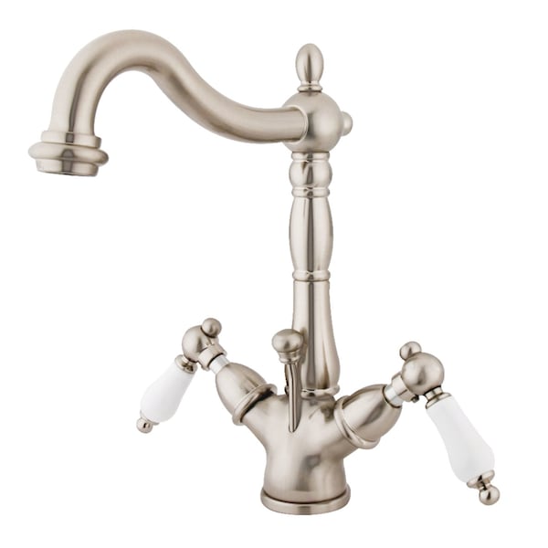 KS1438PL 2-Handle Bthrm Faucet W/Brass Pop-Up & Cover Plate Nickel